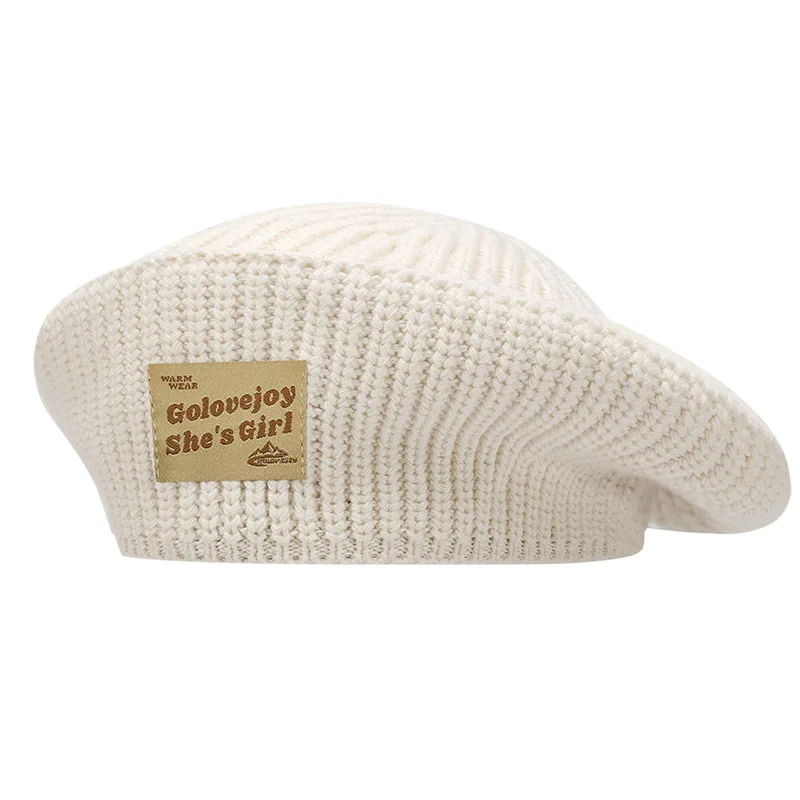 

Хлопковая вязаная шапка-берет в стиле французских кепок