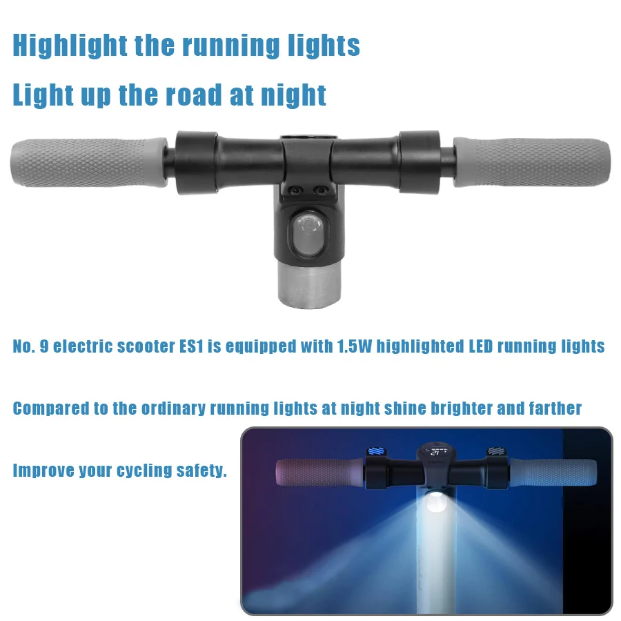 Aluminum Alloy Handlebar And Headlight Electric Scooter Hand Grip Assembly Compatible for Segway Ninebot ES1 ES2 ES4 Parts