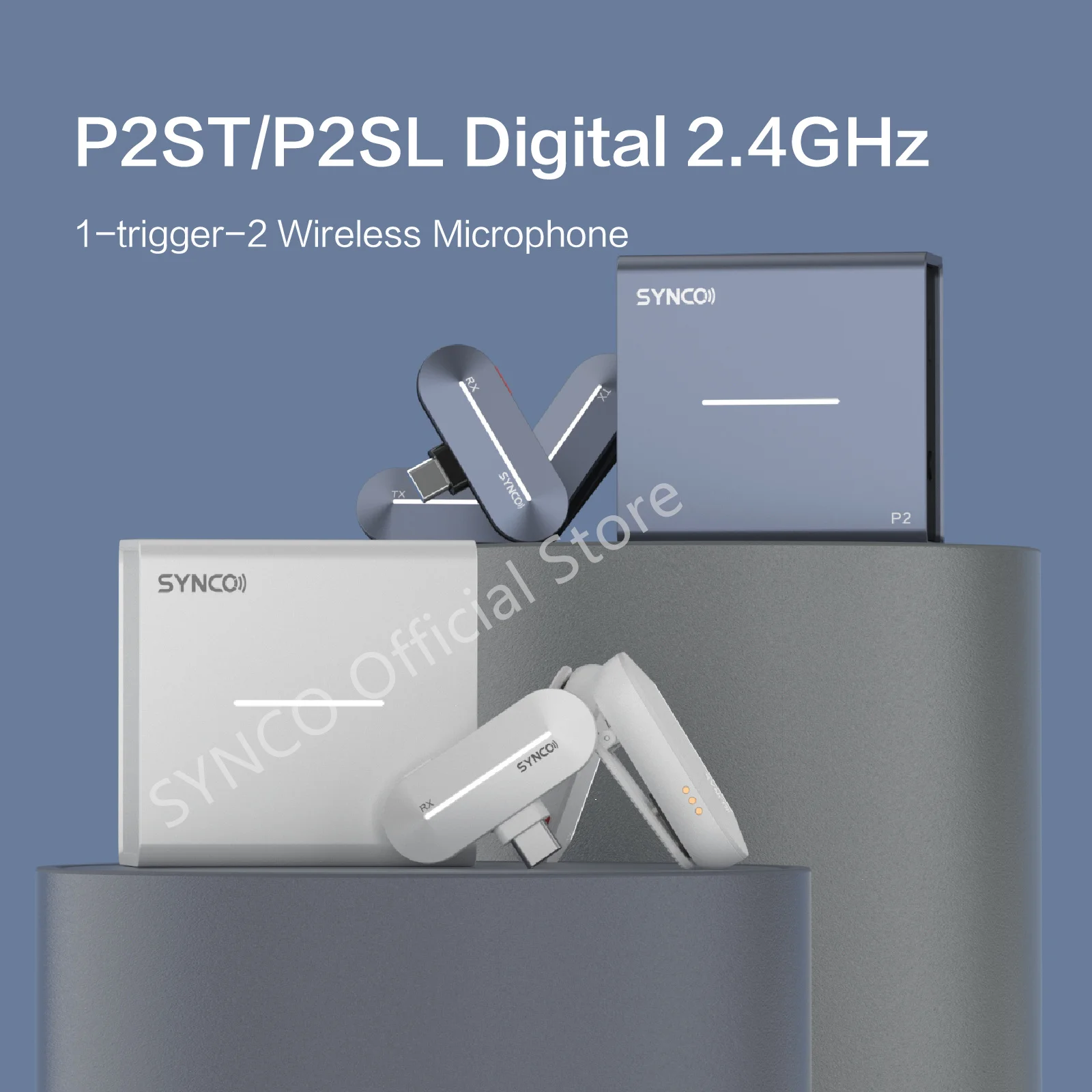Synco-P2S Microfone sem fio, Tipo C, Profissional, Transmissão ao vivo, Jogos, Gravação, Entrevista, Vlog, Estúdio