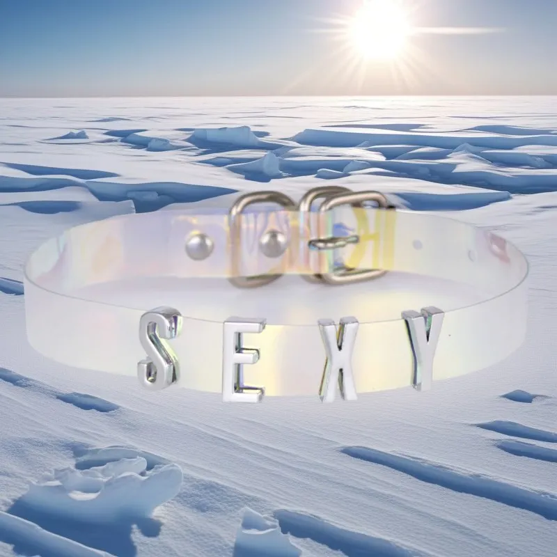 

Luxury DIY Custom Name Choker Letters SEXY Necklace Women Dazzling Colorful Laser PU Buckle Collar Chocker Cosplay Party Jewelry