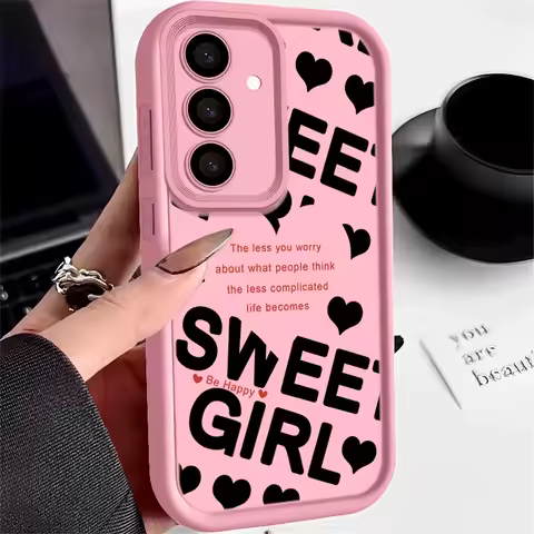 Case For Samsung Galaxy S25 S24 S23 S22 Ultra Plus S24 FE A14 A15 A55 A56 A54 A34 A36 A53 A26 Creative Love Heart Silicone Cover