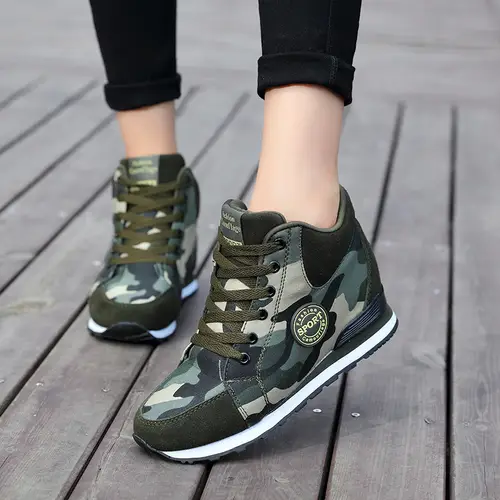 2022 Spring High Top Wedge Platform Sneakers Women Casual Shoes Hidden Heels Ladies Sneakers Camouflage Women Shoes Basket Femme - Image 2