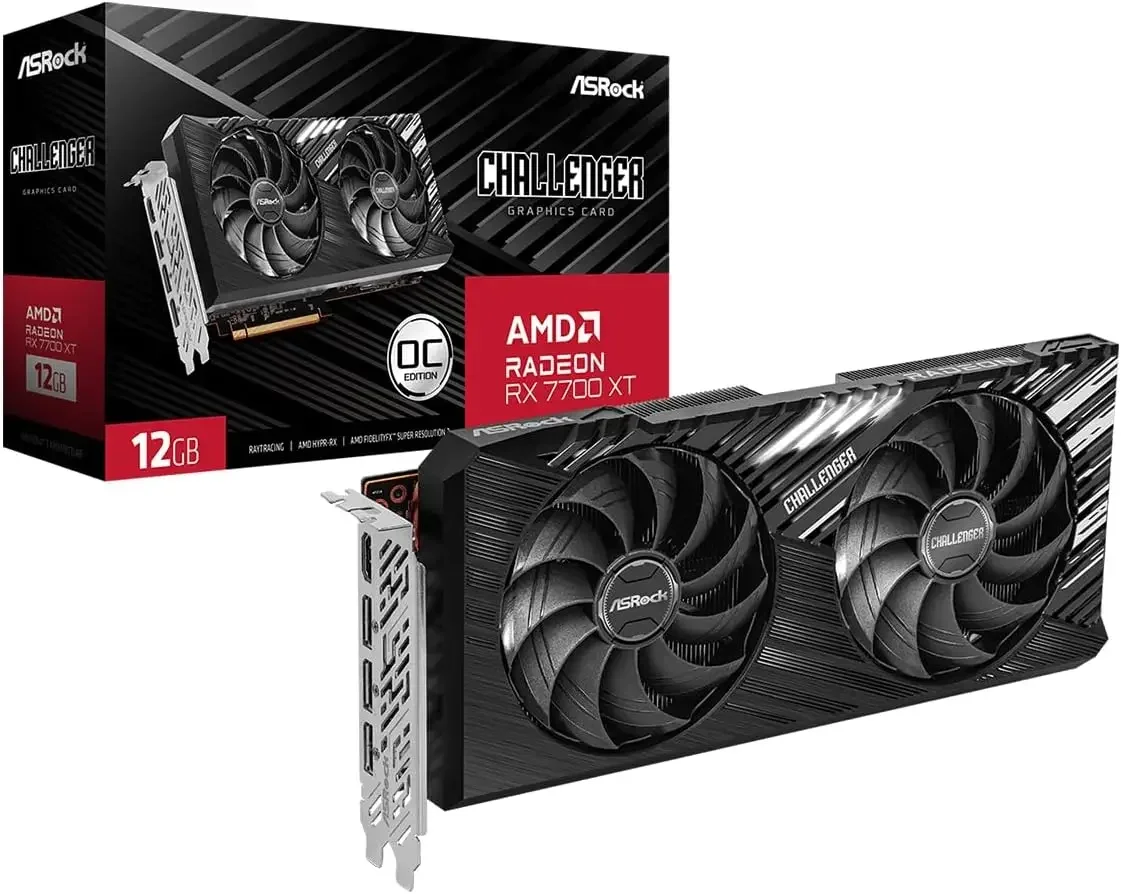 XT Challenger 12GB GDDR6 192-bit 0dB Silent Cooling 7680 x 4320 DisplayPort HDMI LED Indicator 18Gbps Dual Fan Graphics Card