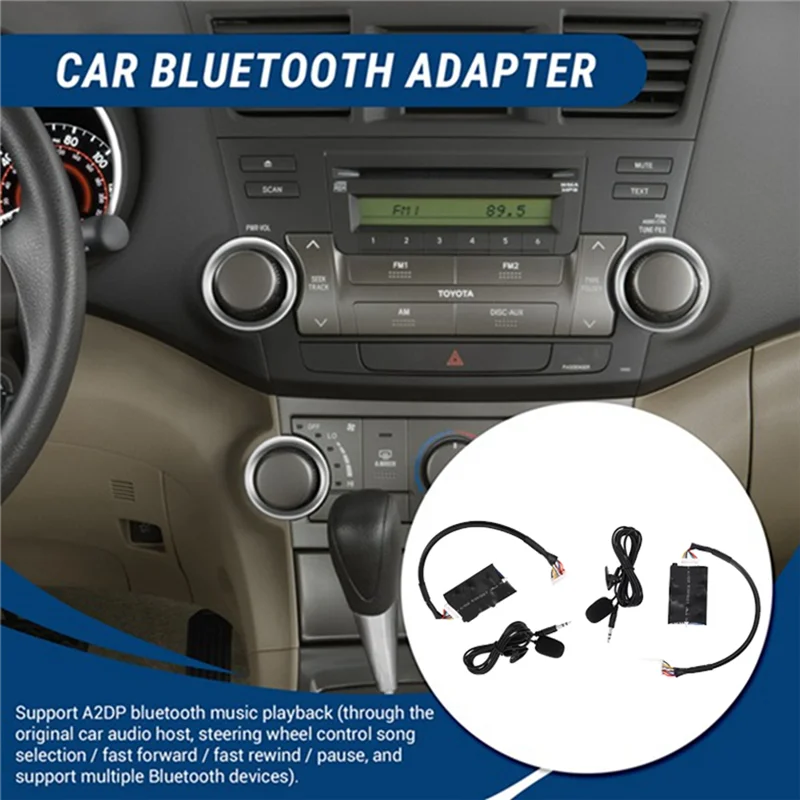 

Radio Audio Adapter Bluetooth AUX Cable 2 Set For Toyota Camry Corolla RAV4 Microphone Handsfree Music Interface Disc Box