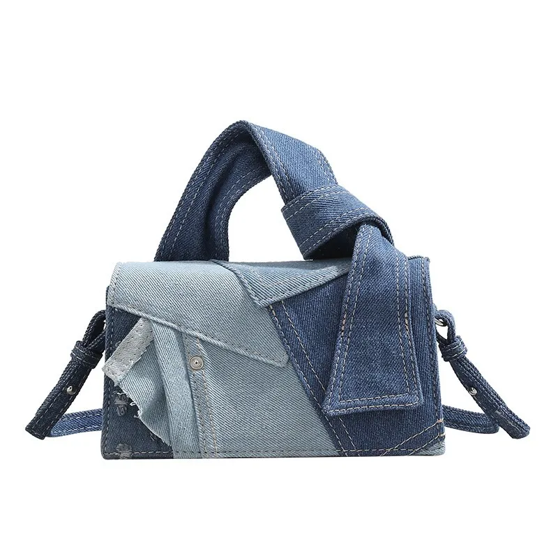 Bolsa quadrada pequena jeans minimalista para mulheres, bolsa versátil, elegante com um ombro, sensação de alta qualidade, novo, 2023, 2024, 2023