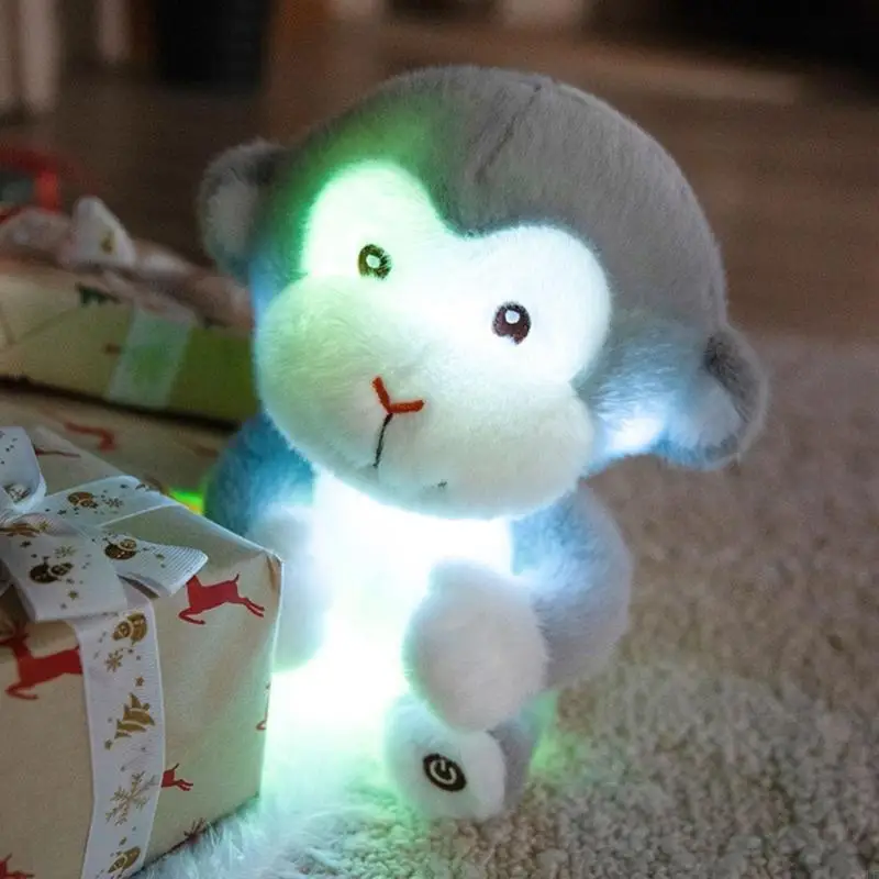 Soft LED Monkey Plush Doll Plush Toy with Foot Button Light for Kids Bedtime Comfort Room Accent and Gift Choice Appeal Today
