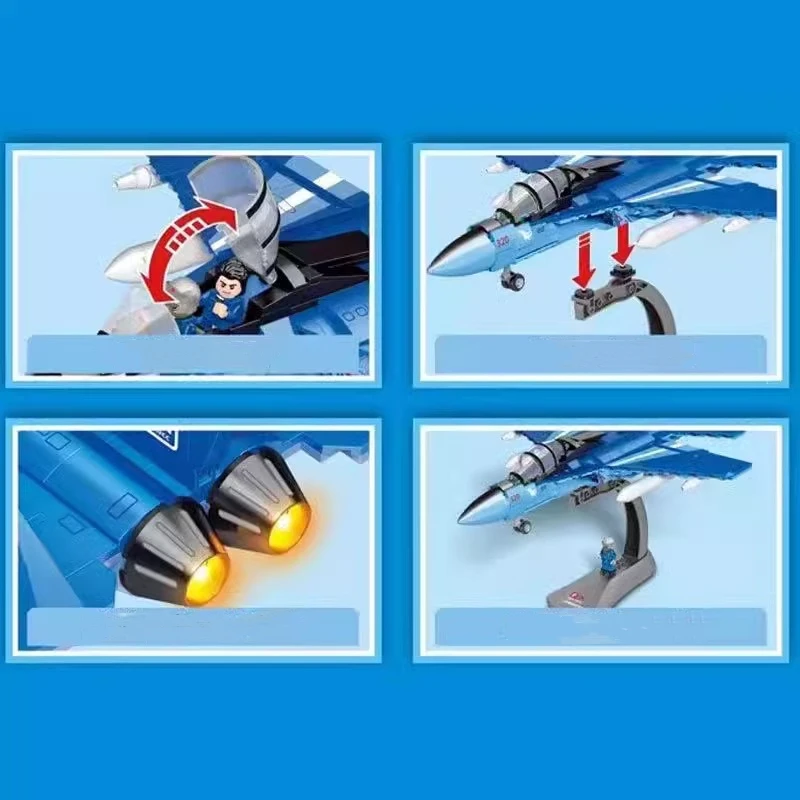 SEMBO Falcon trainer aircraft building blocks J-10 military parade performance  model toy small particle assembly figure