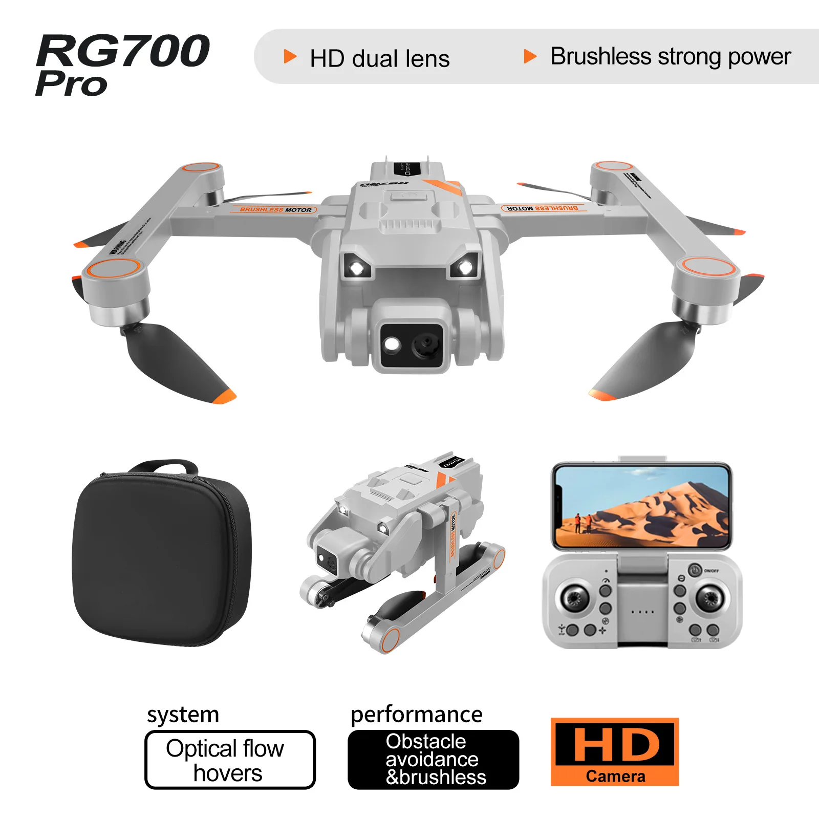 

Rg700pro obstacle avoidance drone high-definition aerial photography dual camera optical flow fixed slot brushless aircraft gift