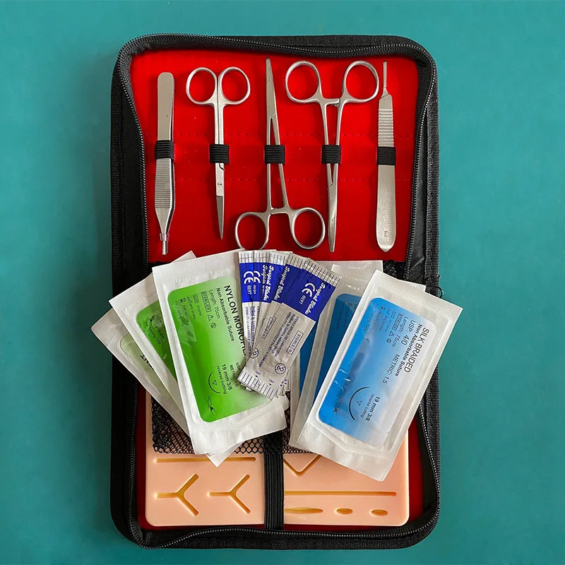 Surgical Suture Practice Kit Training Silicone Skin Pad Needle Scissors Surgical Suture Training Kit