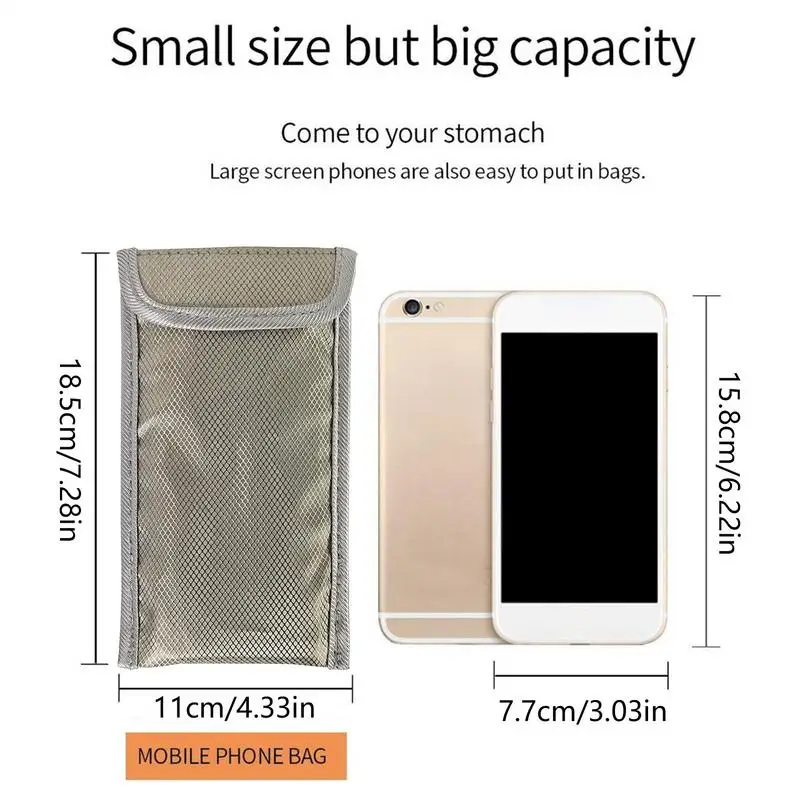 Anti-Theft Faraday Bag for Phones up to 6.5Inch Anti-Tracking Signal Blocking Pouch EMF Protection Bag GPS RFID Shielding Pouch