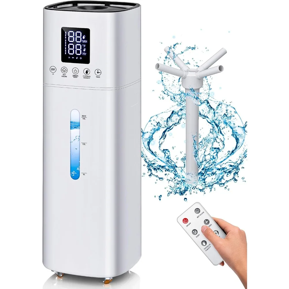 

Humidifier, 600ml/h Cool Mist , 15L and 2000 Sq. Ft, Essential Oil Tray, Top Fill Floor, Humidifiers