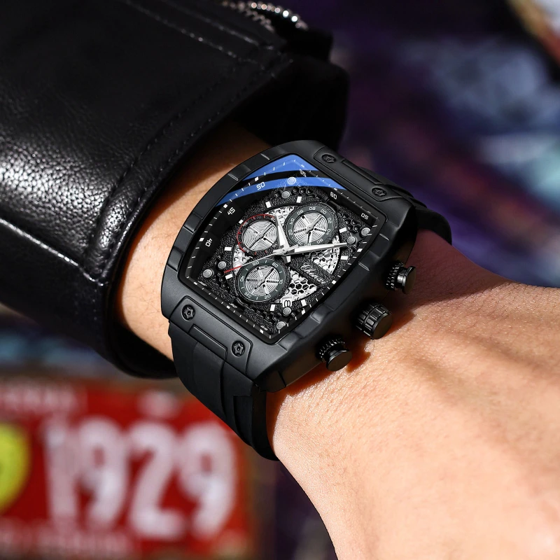 CHENXI941 Silicone Strap Sports Style Multifunctional Watch Waterproof Six Pin Calendar Night Light Quartz Watches for Men Reloj