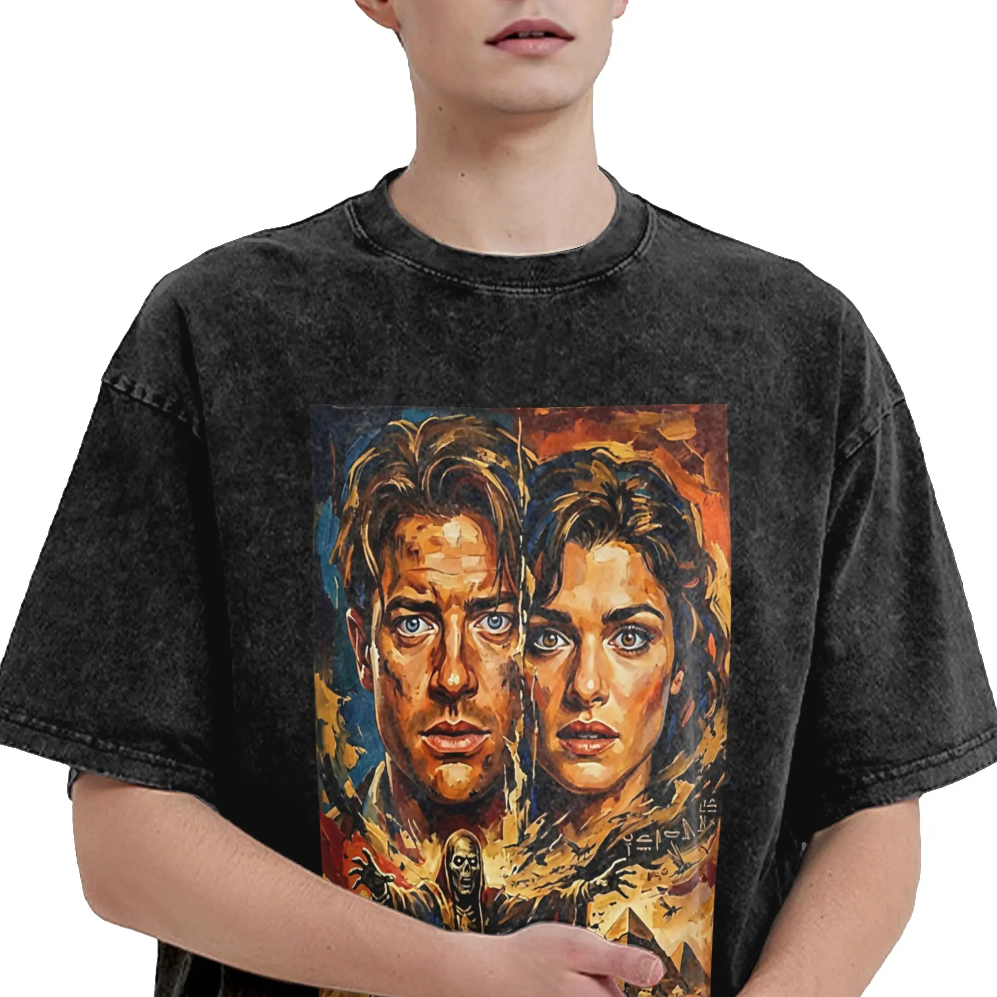 Harajuku Washed Shirts The Mummy 25th Anniversary Merch Vintage T Shirt Harajuku  Streetwear Short Sleeve Summer Tee Shirt