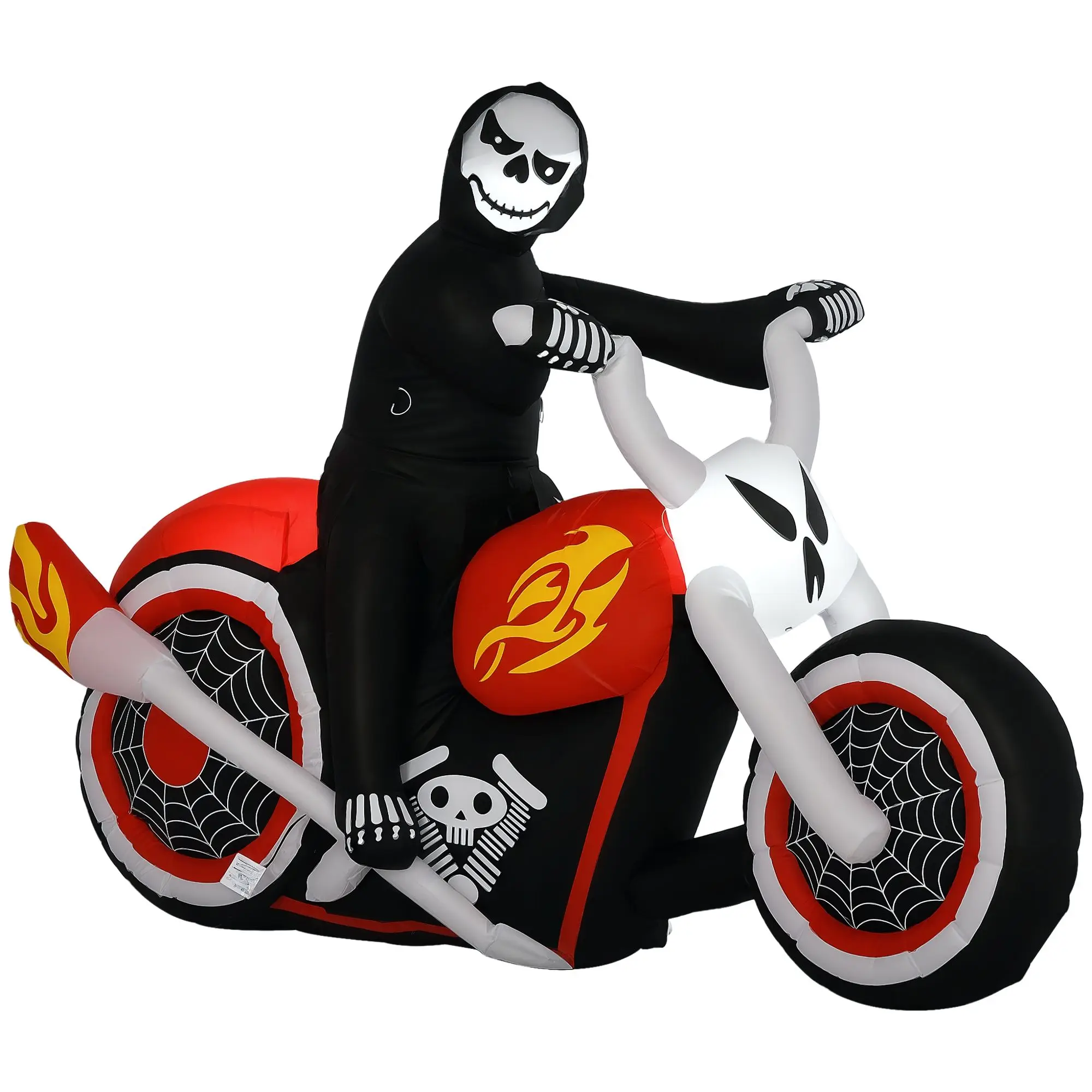 7.5' W Halloween Inflatables Outdoor Decorations Grim Ghost Biker, Blow Up LED Yard Decor for Garden, Lawn, Party, Holiday