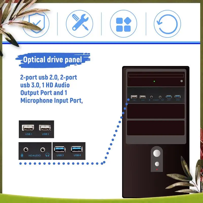 

Новый 5,25-дюймовый корпус для настольных ПК, внутренняя передняя панель, USB-концентратор, 2 порта, USB 3,0 и 2 порта, USB 2,0, с аудиопортом Hd, 20-контактным подключением