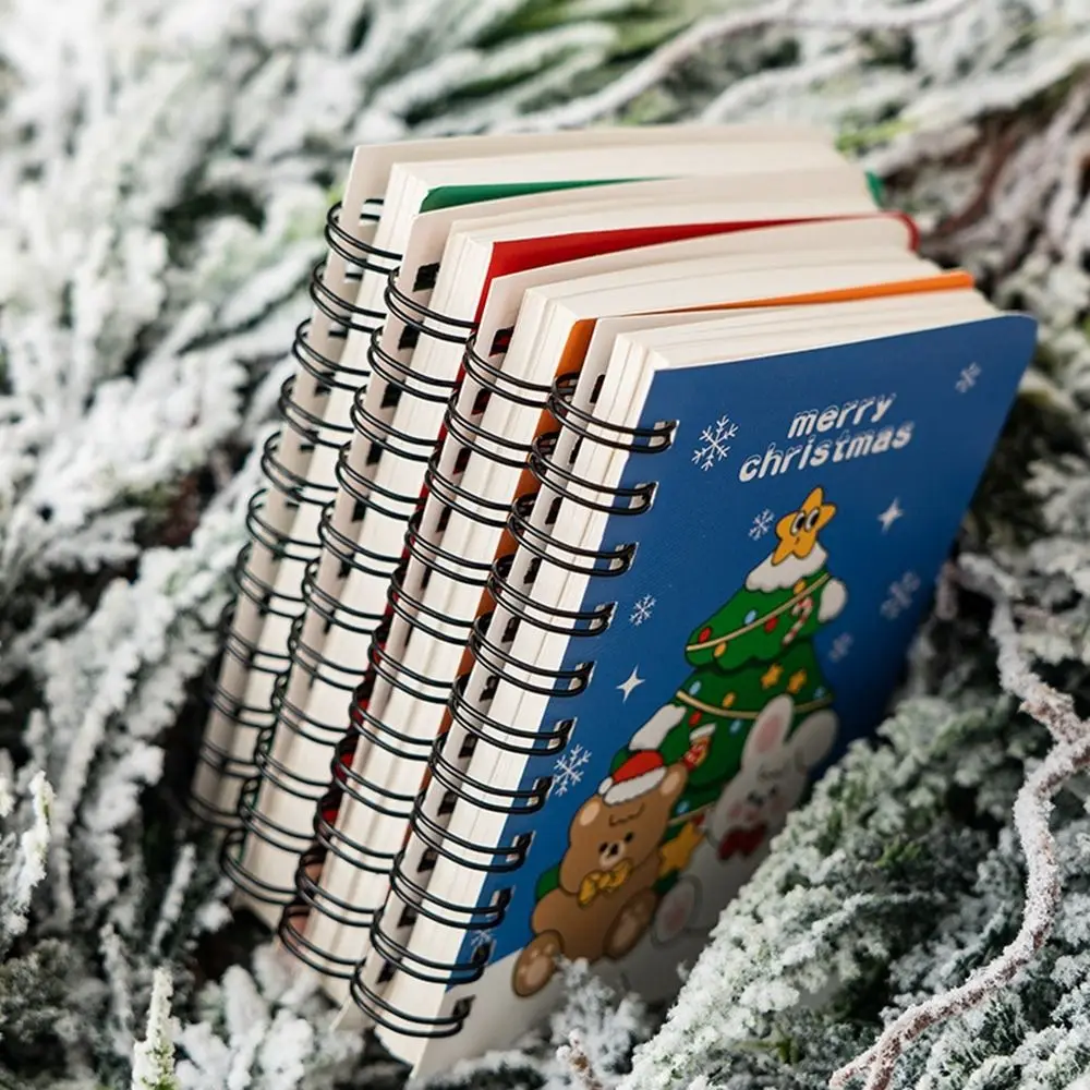 4Pcs/set Detachable Christmas Coil Notepad Thickened Cartoon Loose-leaf Notebook Cute Side-flip Coil Book Christmas Gift