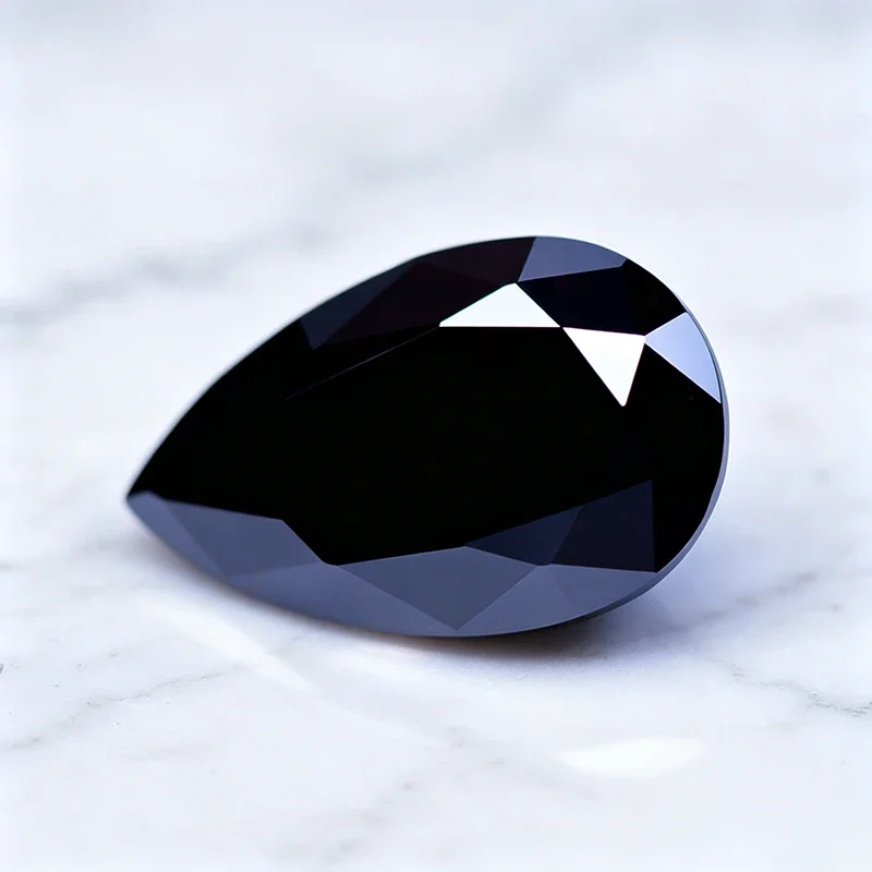 Moissanit-Stein, Birnenform, schwarze Farbe, Edelstein für DIY-Schmuckherstellung, bestandenem Diamanttester, mit Zertifikat – Detail 4