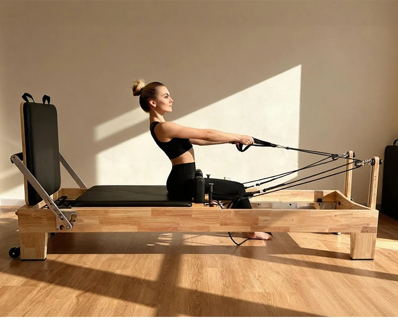 

Rubberwood Pilates Reformer | Commercial Home Adjustable Portable Load-Bearing Multifunction Durable Pilates Equipment That Girl