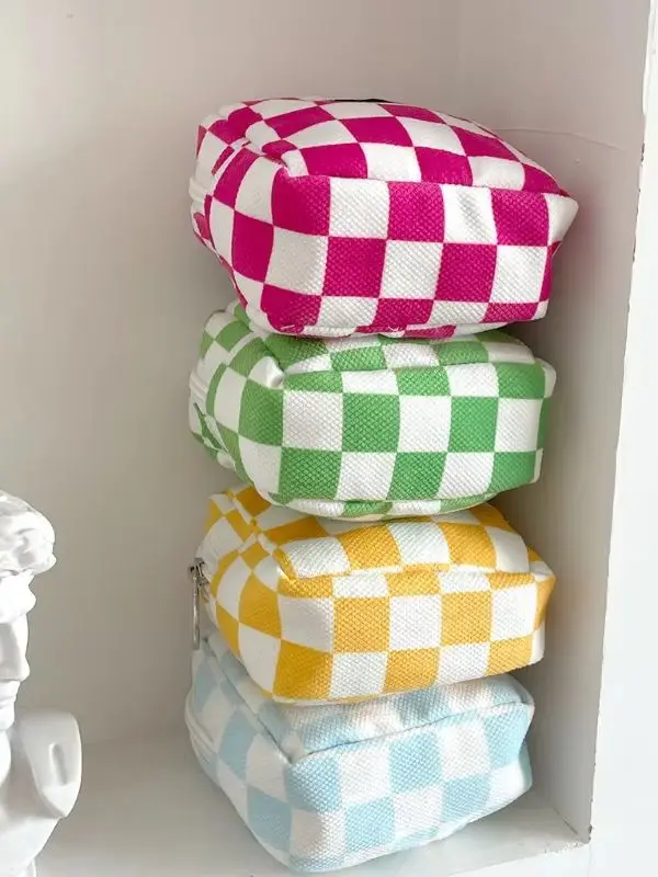 Ins Checkerboard Sanitary Napkin Storage Bag Cute Portable Period Bag For Girls Students Mini Menses Pouch For Sanitary Pads