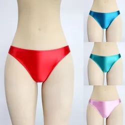 de cintura baja para mujer, pantalón corto, bañador, Bikini liso brillante, nalgas, calzoncillos lisos, ropa interior, mallas de talla grande