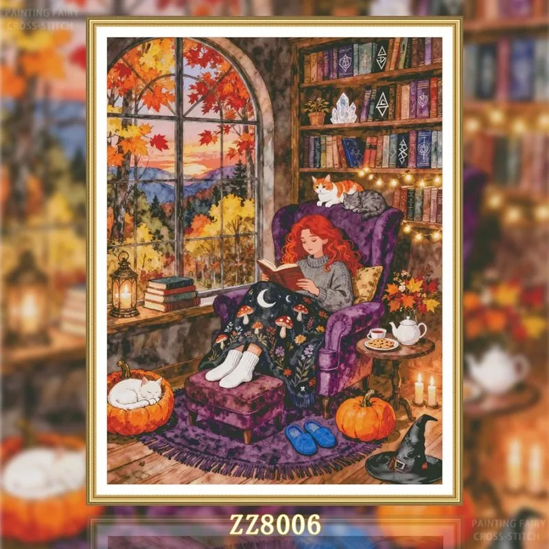 

ZZ8006- the Magic Witch 14CT 16CT 18CT Printed On Canvas Cross Stitch DIY Set Needlework Embroidery 148 Colors