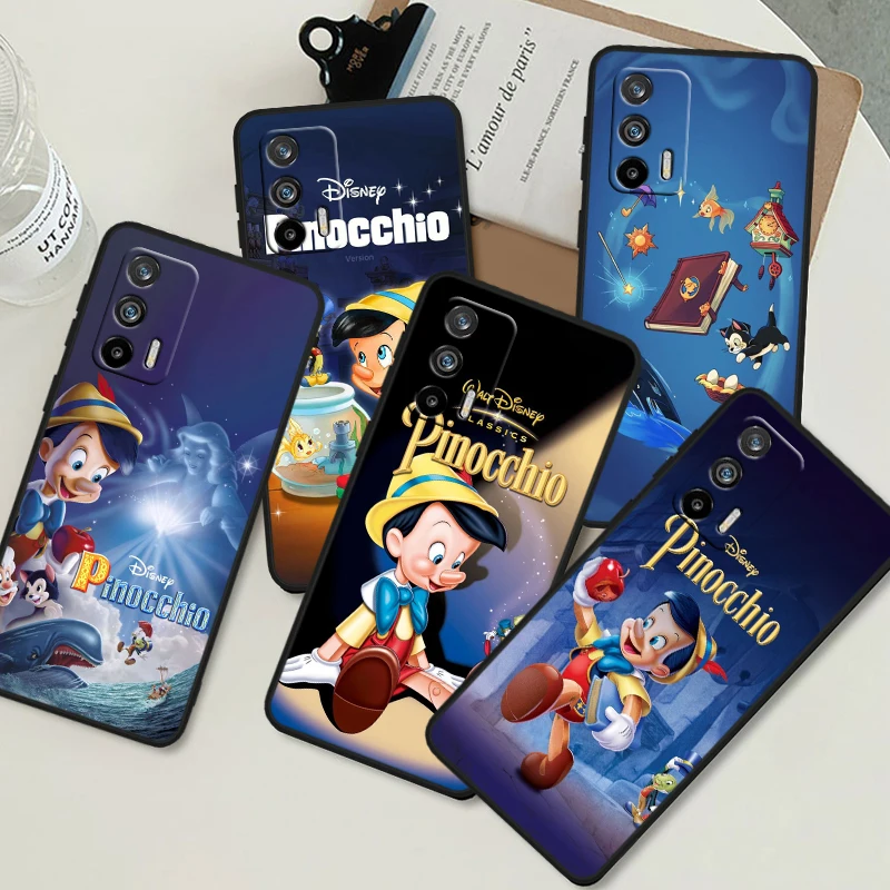 Disney Pinocchio Cute For OPPO Realme GT3 2 C55 C33 C35 C30S C31 X3 X2 Q5i Q3S C21Y Pro Black Silicone Phone Case