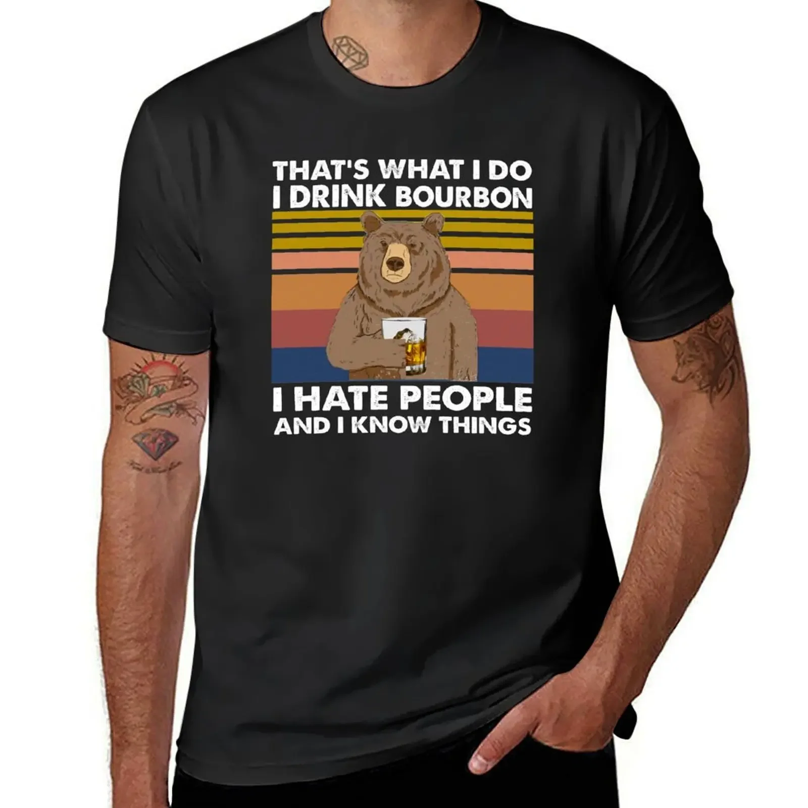 

That's what i do i drink bourbon Bear T-Shirt aesthetic clothes plus sizes blanks Man t-shirt mens t shirt