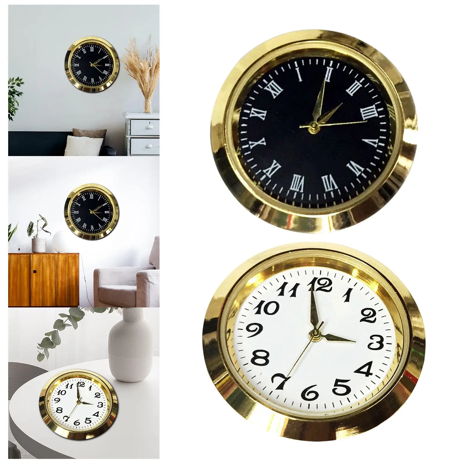 2x 1-7/16 Inch (36 mm) Round Clock Insert With Numerals Clock Movement DIY Supplies
