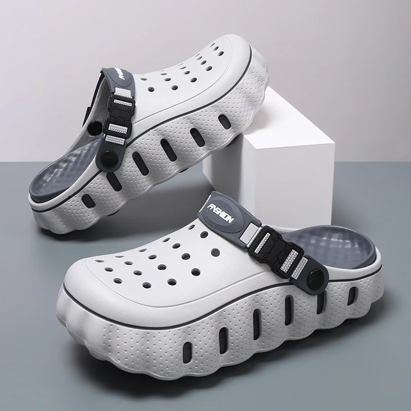 

Новые летние мужские сандалии 2026 года с толстой подошвой, нескользящие, для дома и улицы, спортивные пляжные туфли, перфорированные туфли из ЭВА для вождения