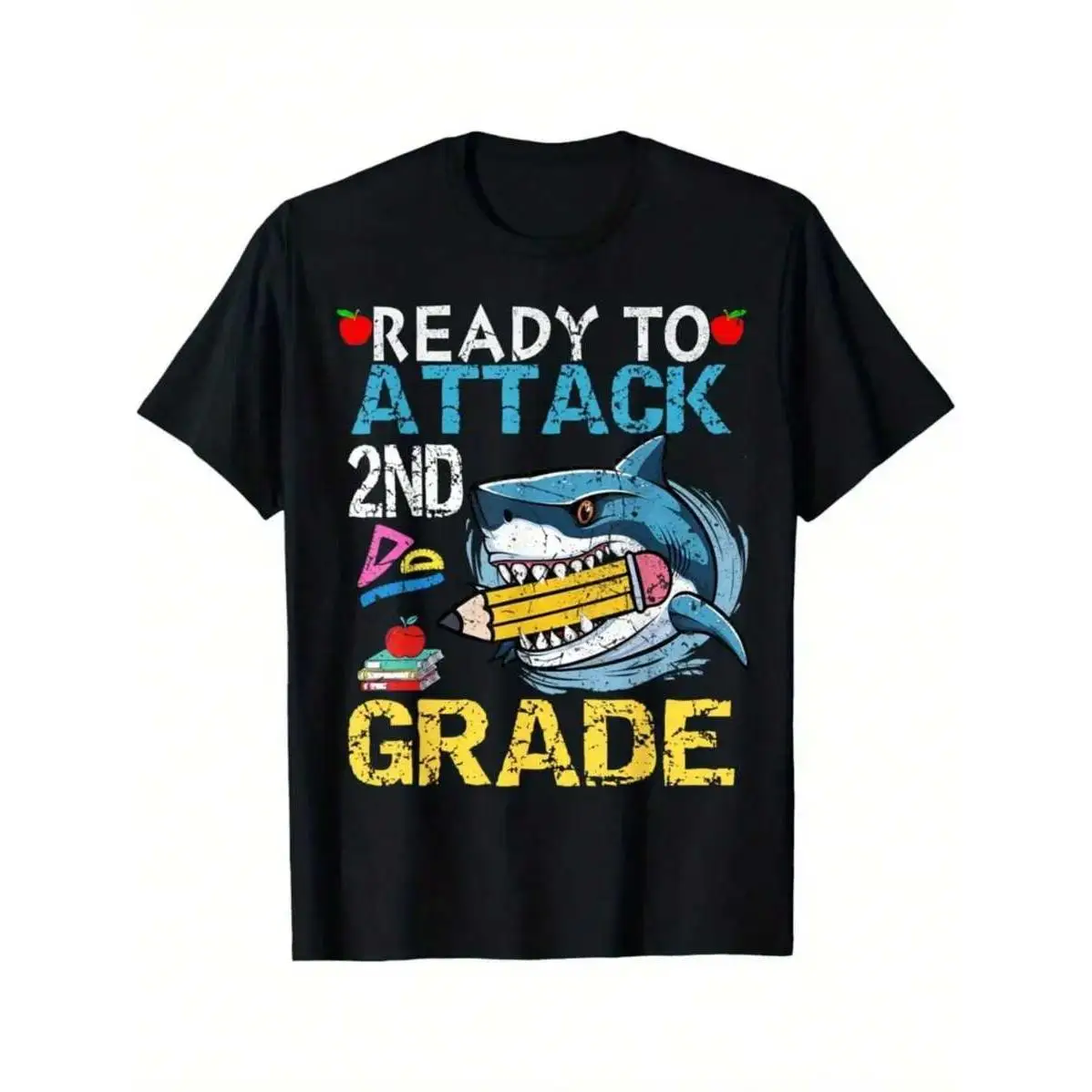 

Unisex Back To School T-Shirt | 'Ready To Attack 2nd Grade' Shark Tee | Funny Student First Day Gift