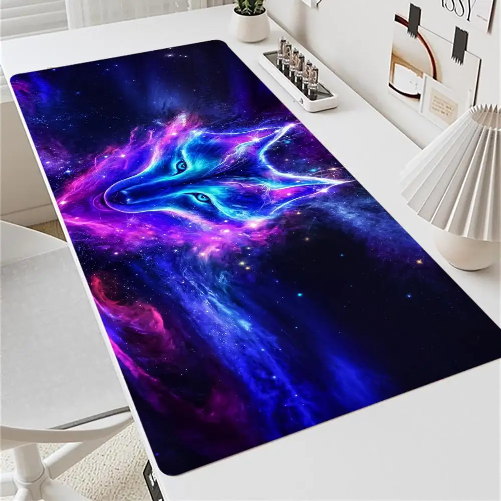 

Cosmic starry sky Wolf Mouse Pad Large laptop XXL Gaming Rubber Lock playmat Desk Mat Computer mouse monitor Gamers work office