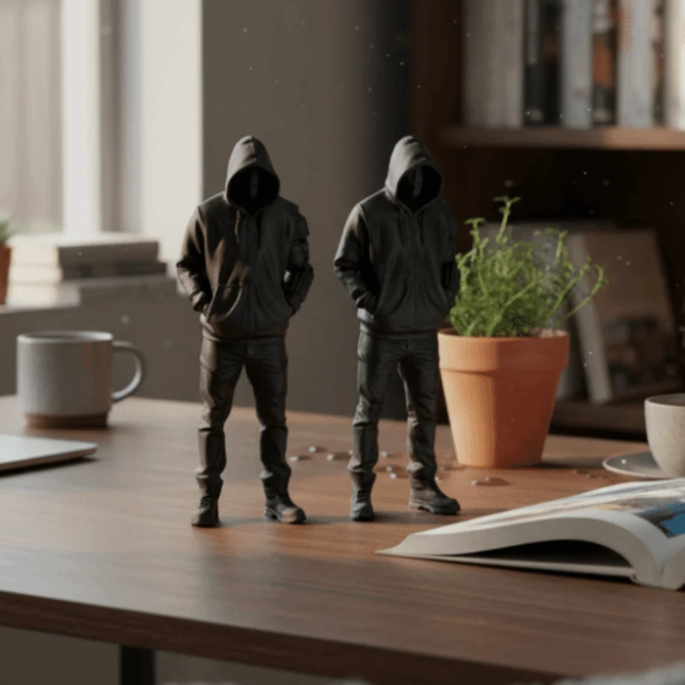 Creative 3D Printed Streetwear Style Figurine Unique Natural Pose Punk Hoodie Statue Home Decor Crafts Desktop Use