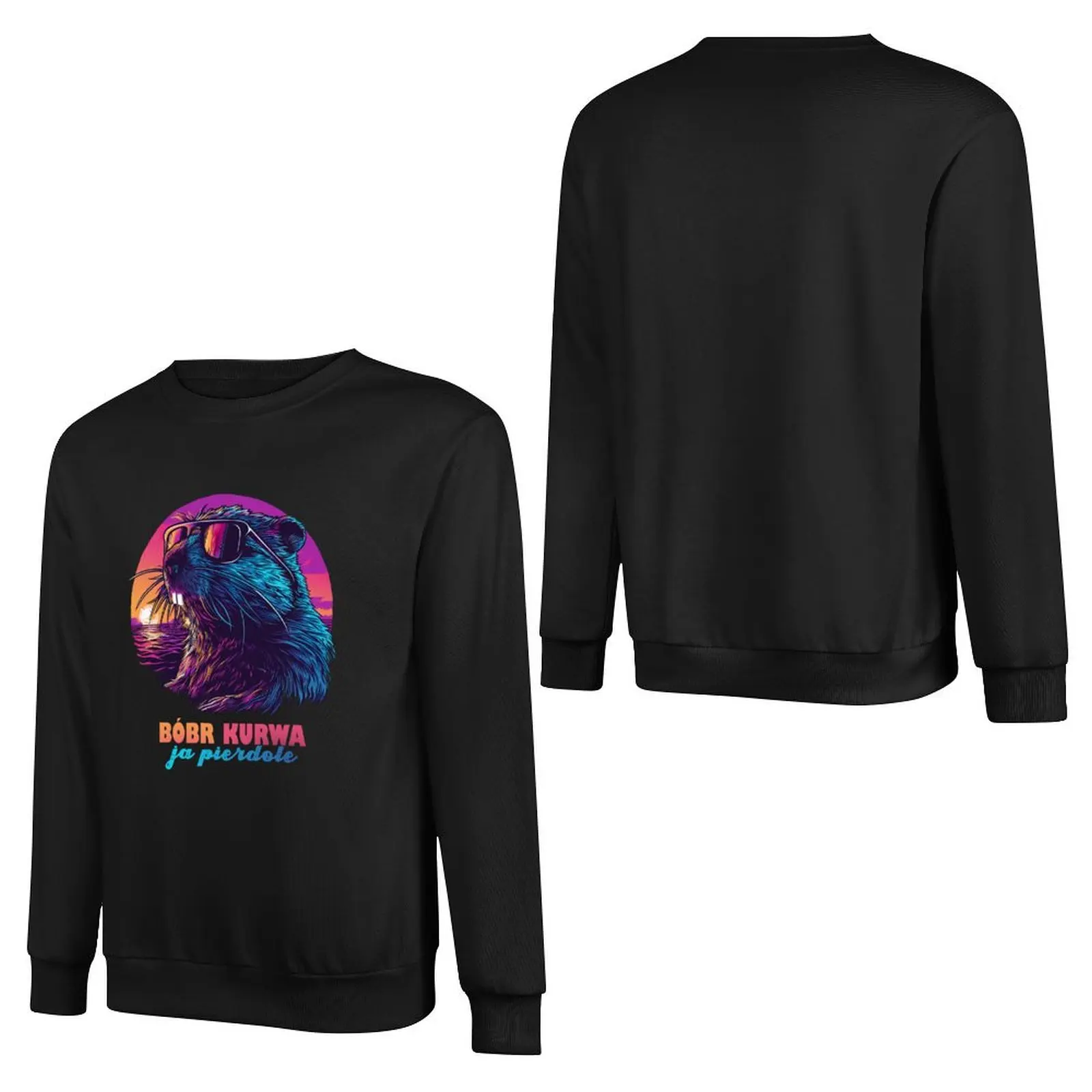 Synthwave Polish Beaver Meme Ja pierdole Bobr Bober Kurwa Pullover Hoodie graphic t shirts men autumn clothes sweatshirt for men