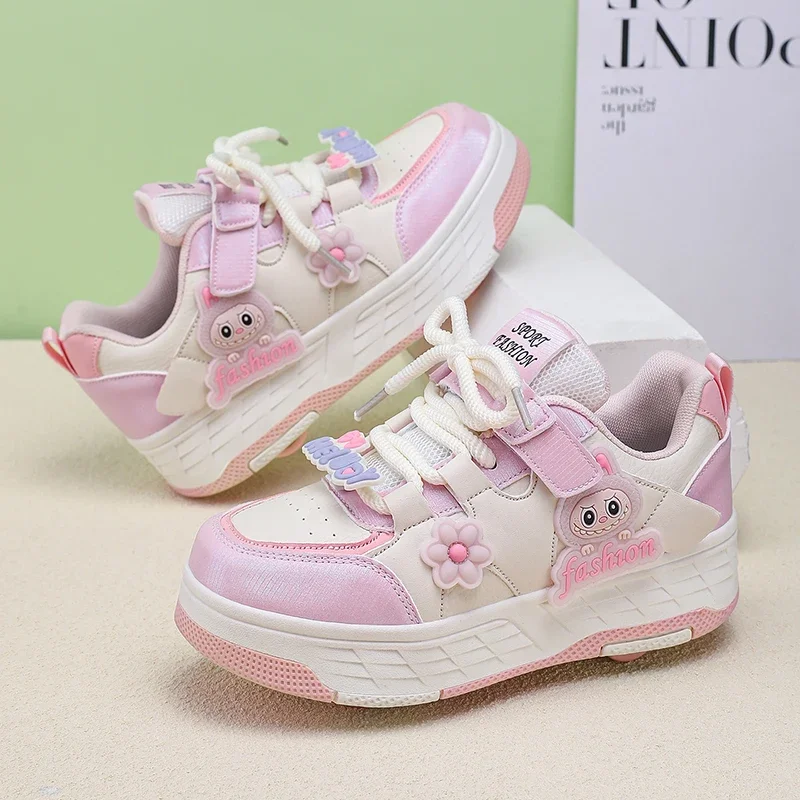 Children Roller Skates Boys Girls Leather Roller Skates Kids Hidden 2Wheels with Multiple Functions Detachable Tide Casual Shoes view 5