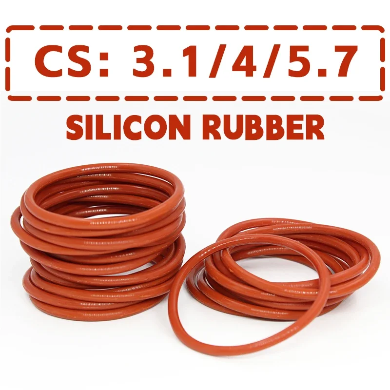 Thickness 3.1/4/5.7mm Red VMQ O-ring Cross Section Silicon Rubber Sealing Gasket Rubber Washer Wholesale in Specifications