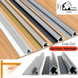 Ultra dünne LED-Schrank Regal Rand Aluminium Profil 45 ° Hintergrund beleuchtung versteckte Kanal Diffusor Schrank Oberfläche montiert Bar Strip Lichter