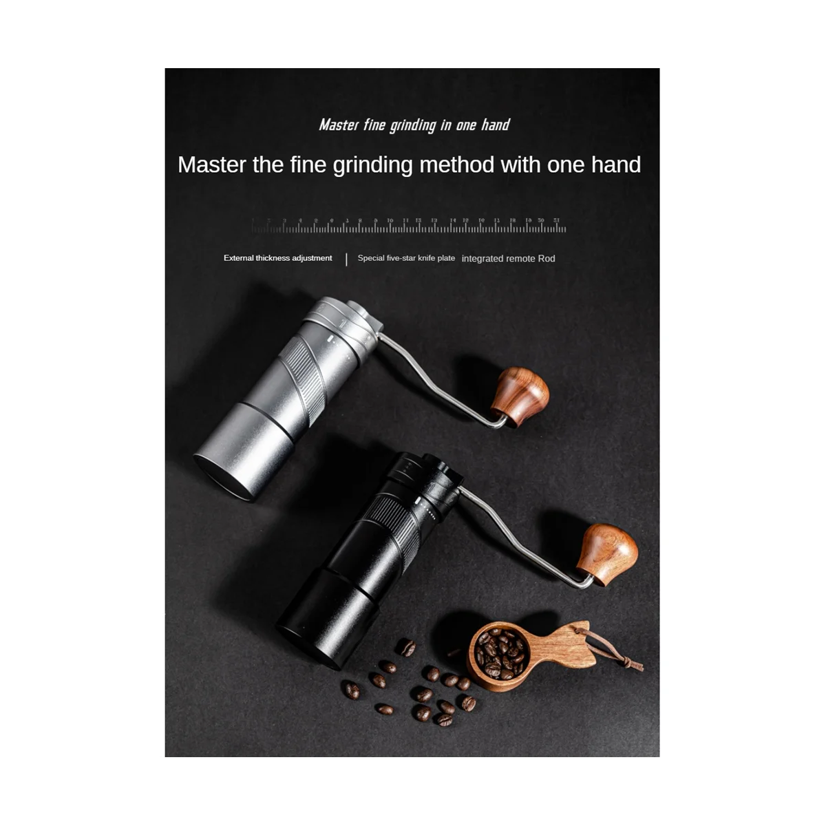 Manual Coffee Grinder Stainless Steel Handmade Coffee Bean Grinders Mill for Kitchen Office Coffee Milling Machine-Black