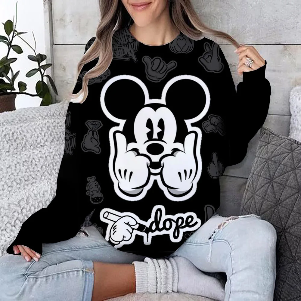 

Fall Horror Halloween Disney Brand Stitch and Mickey Minnie Crew Neck Casual Sweatshirt Men's Pullover Long Sleeve Top