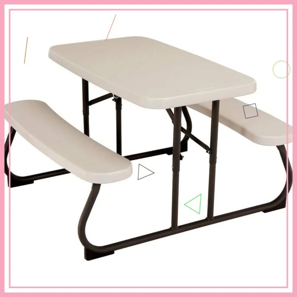 Kids Picnic Table, Almond Color, Folds Flat for Easy Storage and Transport