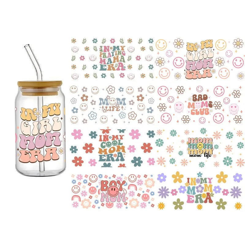 UV DTF Mother's Day Transfer Sticker Wraps Cup 16oz Waterproof Durable Flowers High Quality Decals Cartoon Fashion