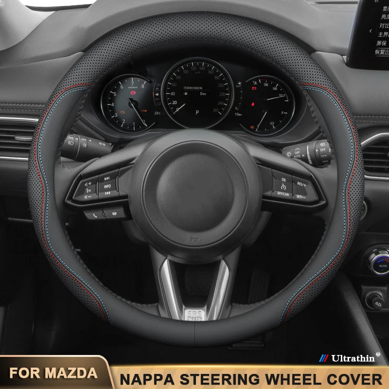 

Car Ultra-Thin Leather Steering Wheel Cover For Mazda 2 3 5 6 Axela Atenza CX-4 CX-5 CX-7 CX-8 CX-30 CX-50 MX5 Miata RX-7 RX-8
