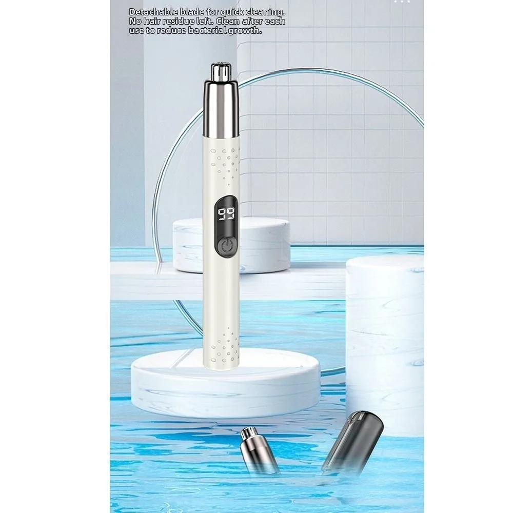 Waterproof Electric Nose Hair Trimmer Portable Design Fully Automatic Ear And Nose Hair Clipper Washable Digital Power Display