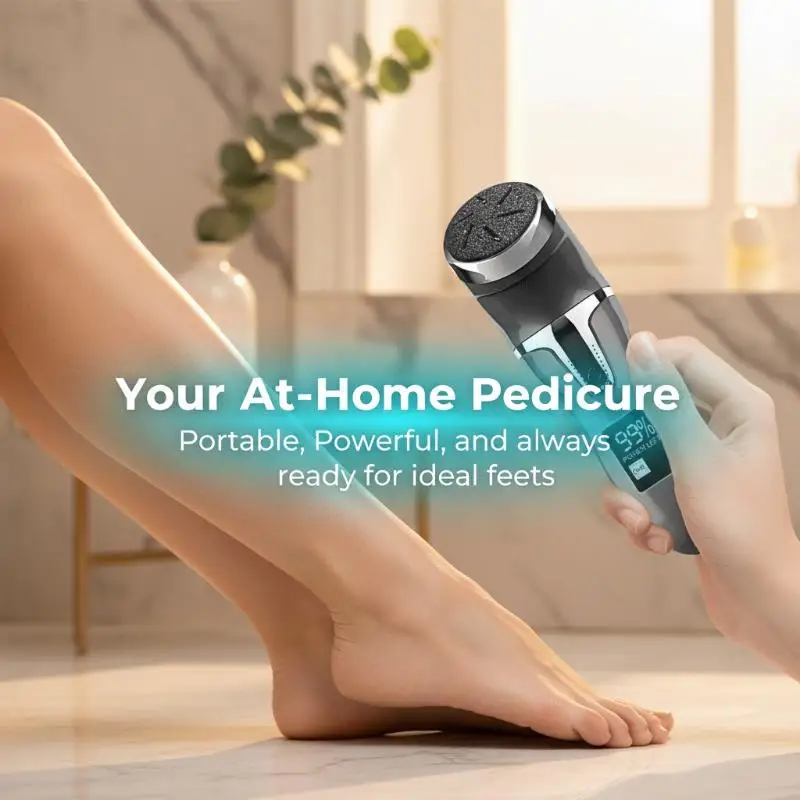 1 Set Usb Charging Electric Foot Pedicure Device With Dust Collector And Lcd Display For Foot Callus Removing And Exfoliating