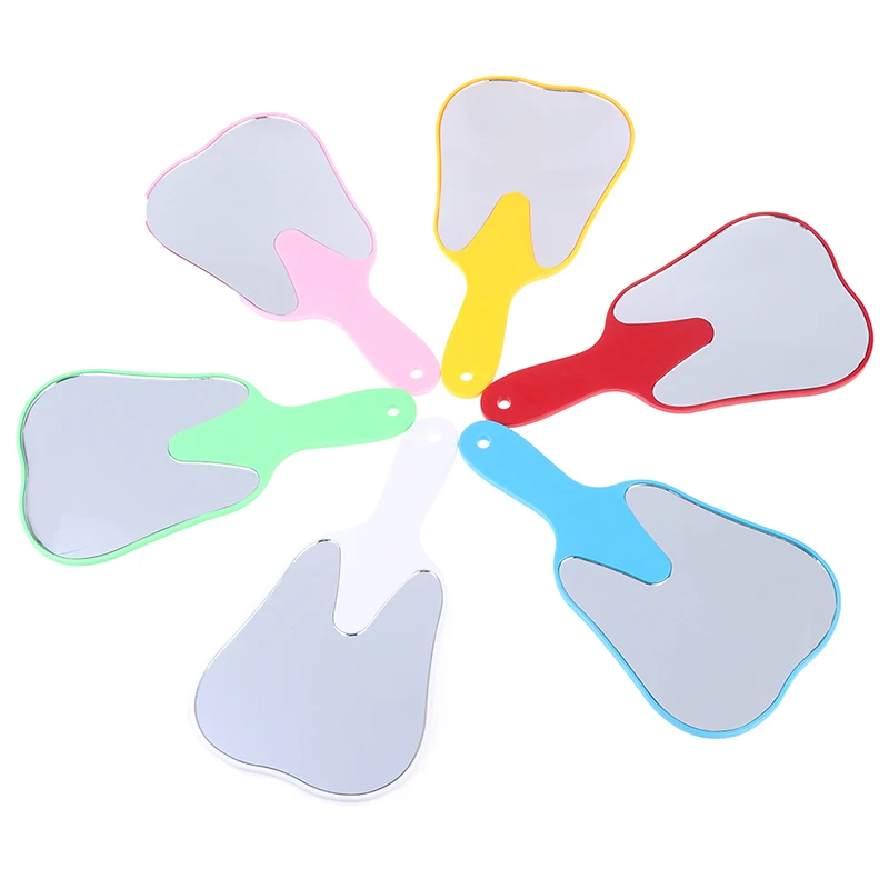 1PC Teeth Shape Mirror Cute Style Multi-Color Mouth Dental Handle Mirror Tooth Examination Inspection Choose Oral Care Mirror