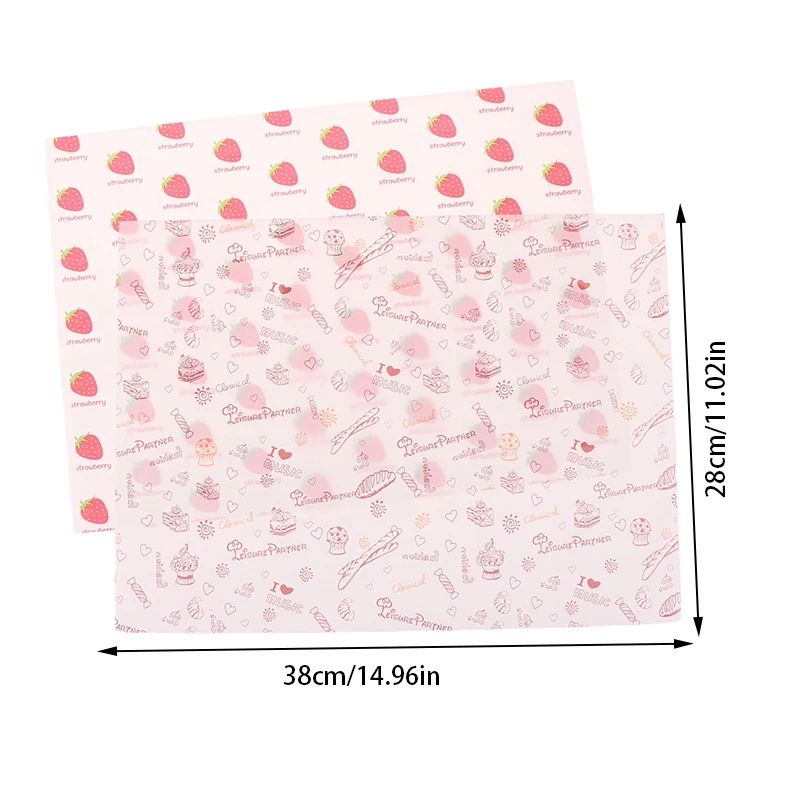 기름 방지 왁스 종이 버거 튀김 베이킹 왁스 종이 케이크 빵 디저트 식품 래퍼 디너 플레이트, 기름 방지 패드 종이 50 개