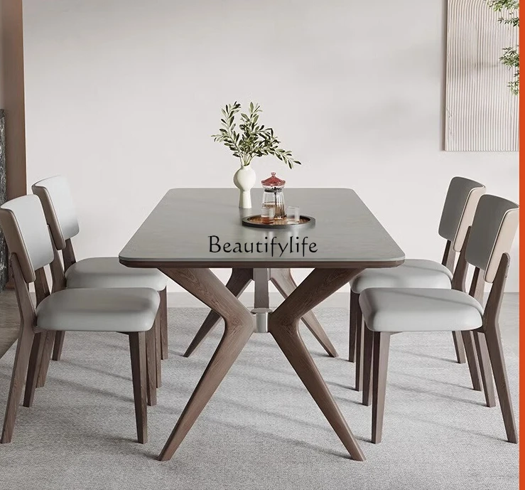 

Dining-Table Chair Combination Nordic Style Household Ash Modern Simple Rectangular Solid Wood