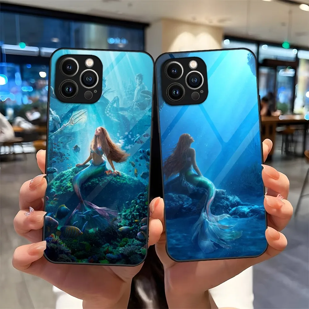 The Little Mermaid Phone Case For iPhone 13 15 14 12 11 Pro XS Max Plus Mini X XR 8 7 6s SE2020 Tempered Glass Coque