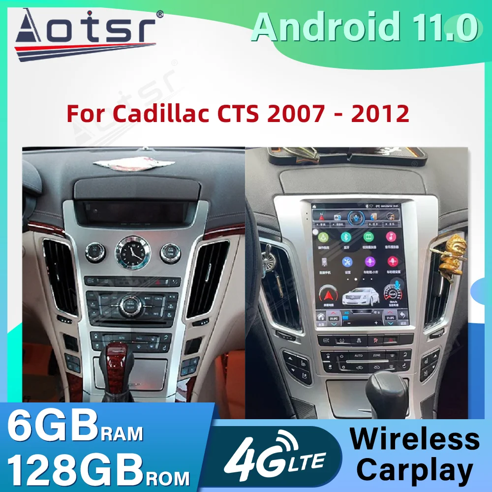 

Автомагнитола Andoid 11 для Cadillac CTS 2007-2012, Android, мультимедийный плеер, экран Tesla, GPS-навигация, стерео