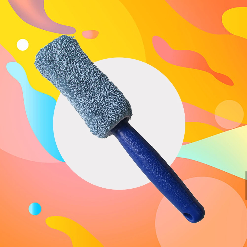 

2 pcs 27X5Cm Tire Wheel Brush Superfine Fiber Long Handle Mud Removal Cleaning Tool For Car Truck Motorcycle Bike Blue Durable