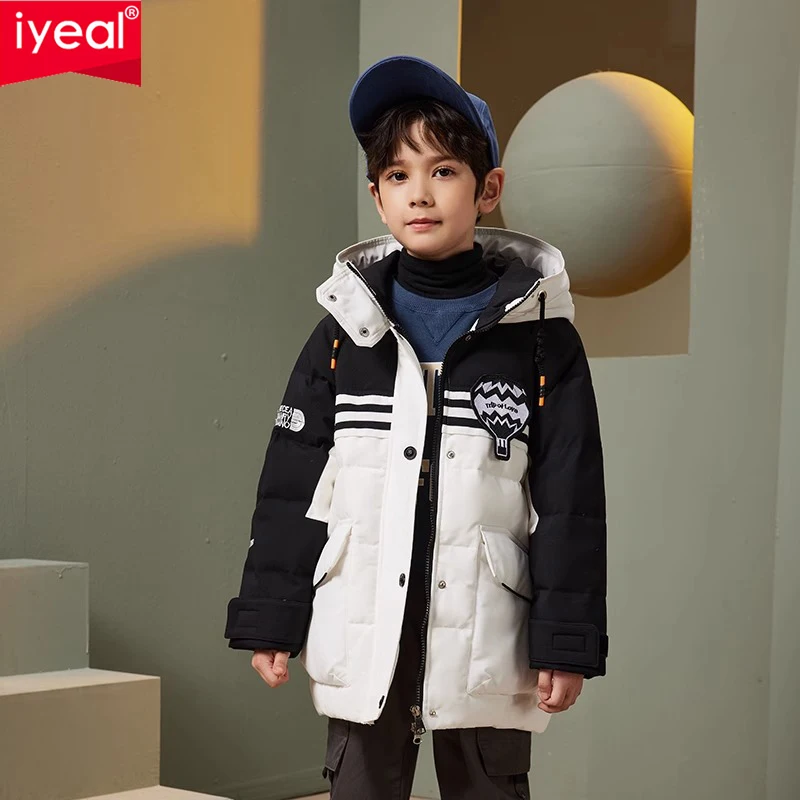 

IYEAL Fashion Children Clothing Hooded Down Parka Clothes BoysWinter Coat Thicken Warm Outwear Kids Jacket Snowsuits